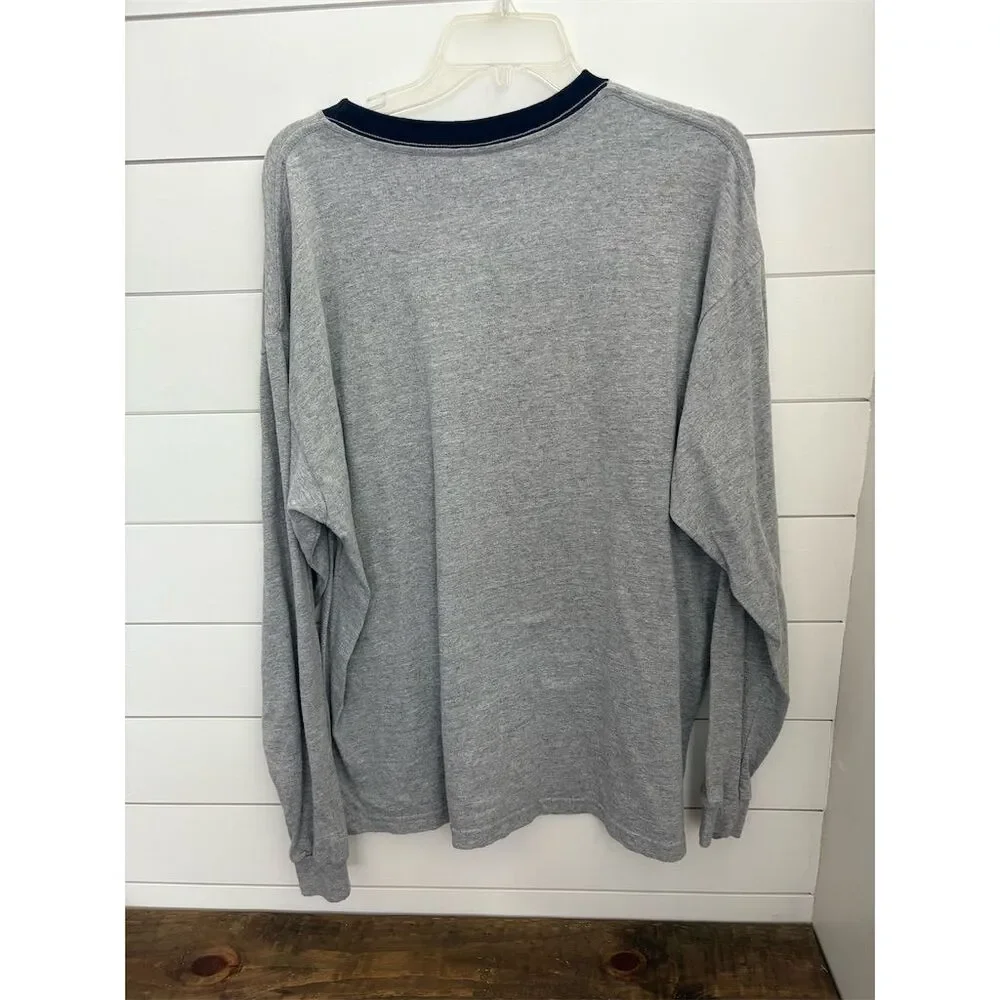 Vintage Chaps Ralph Lauren Men's Gray Crewneck Sweatshirt Embroidered Flag Large
